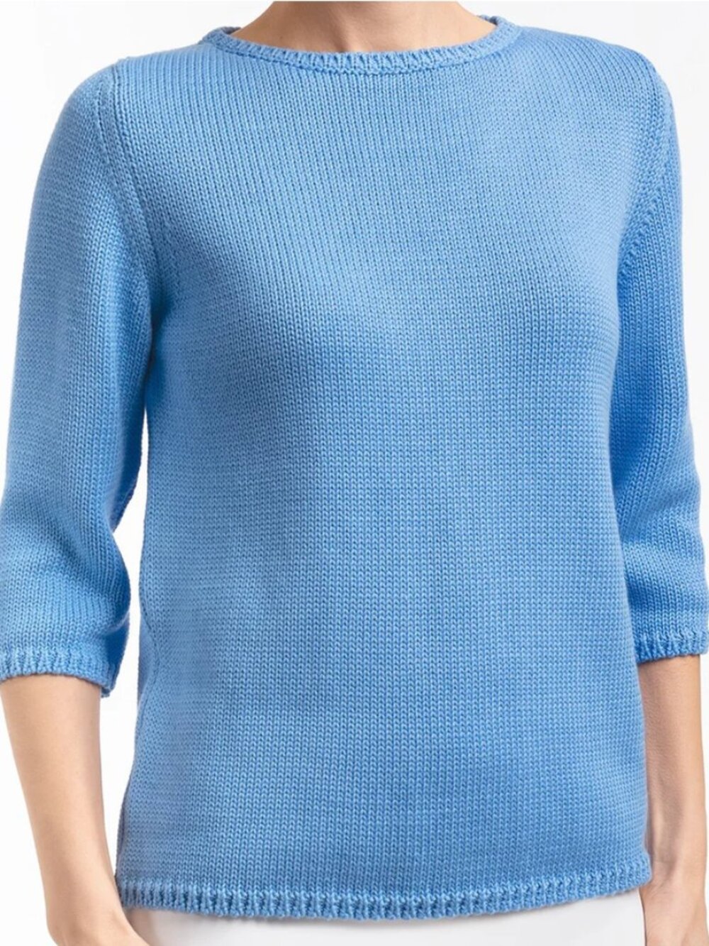 Leggiadro 3/4 Sleeve Pullover in French Blue Sweater
